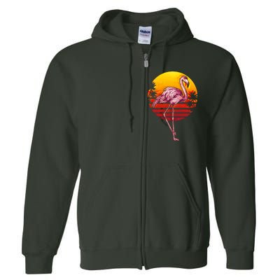 Retro Vintage Flamingo  Full Zip Hoodie