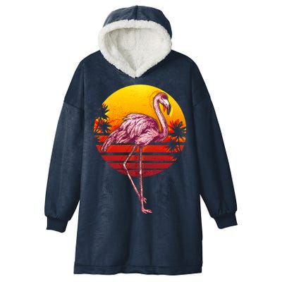 Retro Vintage Flamingo  Hooded Wearable Blanket