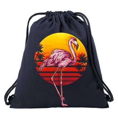 Retro Vintage Flamingo  Drawstring Bag