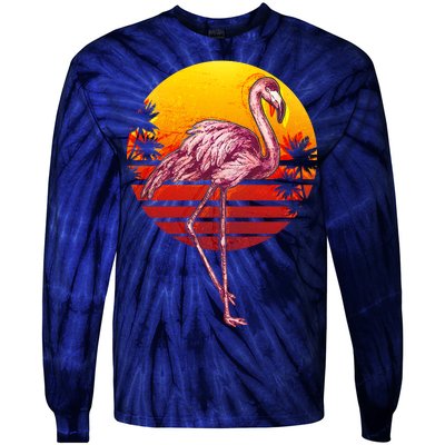 Retro Vintage Flamingo  Tie-Dye Long Sleeve Shirt