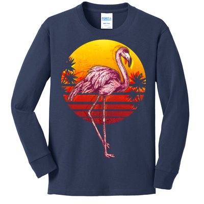 Retro Vintage Flamingo  Kids Long Sleeve Shirt