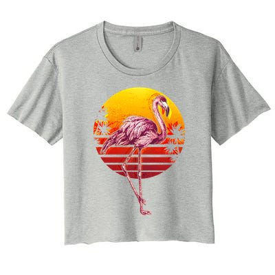 Retro Vintage Flamingo  Women's Crop Top Tee