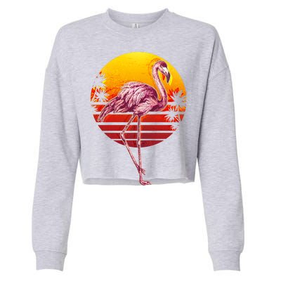 Retro Vintage Flamingo  Cropped Pullover Crew