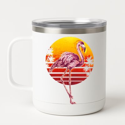 Retro Vintage Flamingo  12 oz Stainless Steel Tumbler Cup