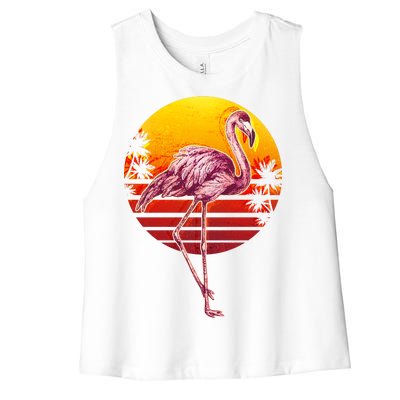 Retro Vintage Flamingo  Women's Racerback Cropped Tank