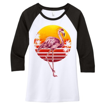 Retro Vintage Flamingo  Women's Tri-Blend 3/4-Sleeve Raglan Shirt