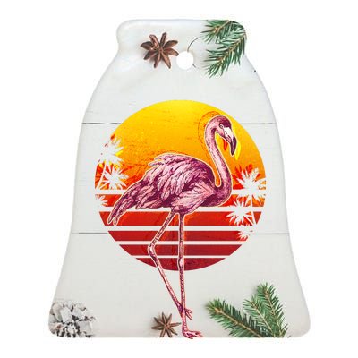 Retro Vintage Flamingo  Ceramic Bell Ornament