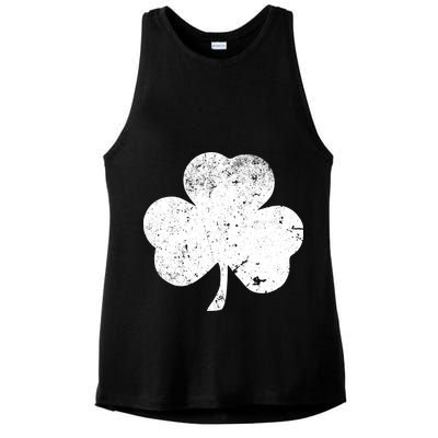 Retro Vintage Irish Distressed Shamrock St. Patrick's Day Ladies PosiCharge Tri-Blend Wicking Tank