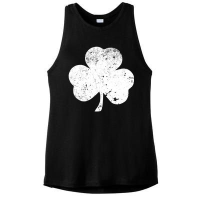 Retro Vintage Irish Distressed Shamrock St. Patrick's Day Ladies PosiCharge Tri-Blend Wicking Tank