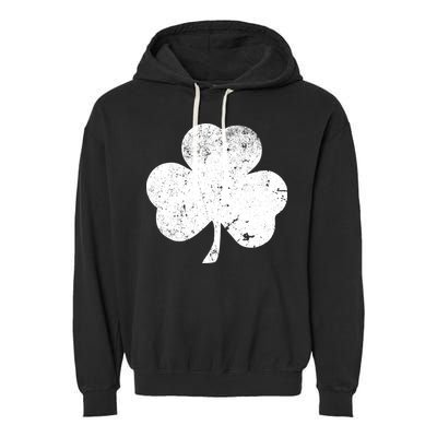 Retro Vintage Irish Distressed Shamrock St. Patrick's Day Garment-Dyed Fleece Hoodie