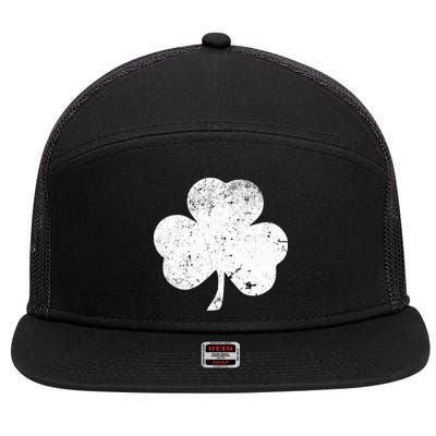 Retro Vintage Irish Distressed Shamrock St. Patrick's Day 7 Panel Mesh Trucker Snapback Hat
