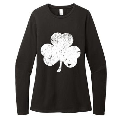 Retro Vintage Irish Distressed Shamrock St. Patrick's Day Womens CVC Long Sleeve Shirt