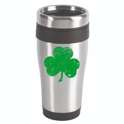 Retro Vintage Irish Distressed Shamrock St. Patrick's Day 16oz Travel Tumbler