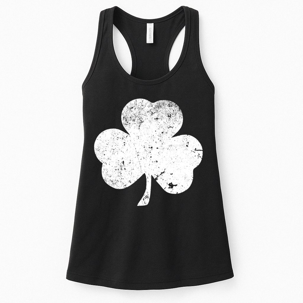 Retro Vintage Irish Distressed Shamrock St. Patrick's Day Womens Tank Top