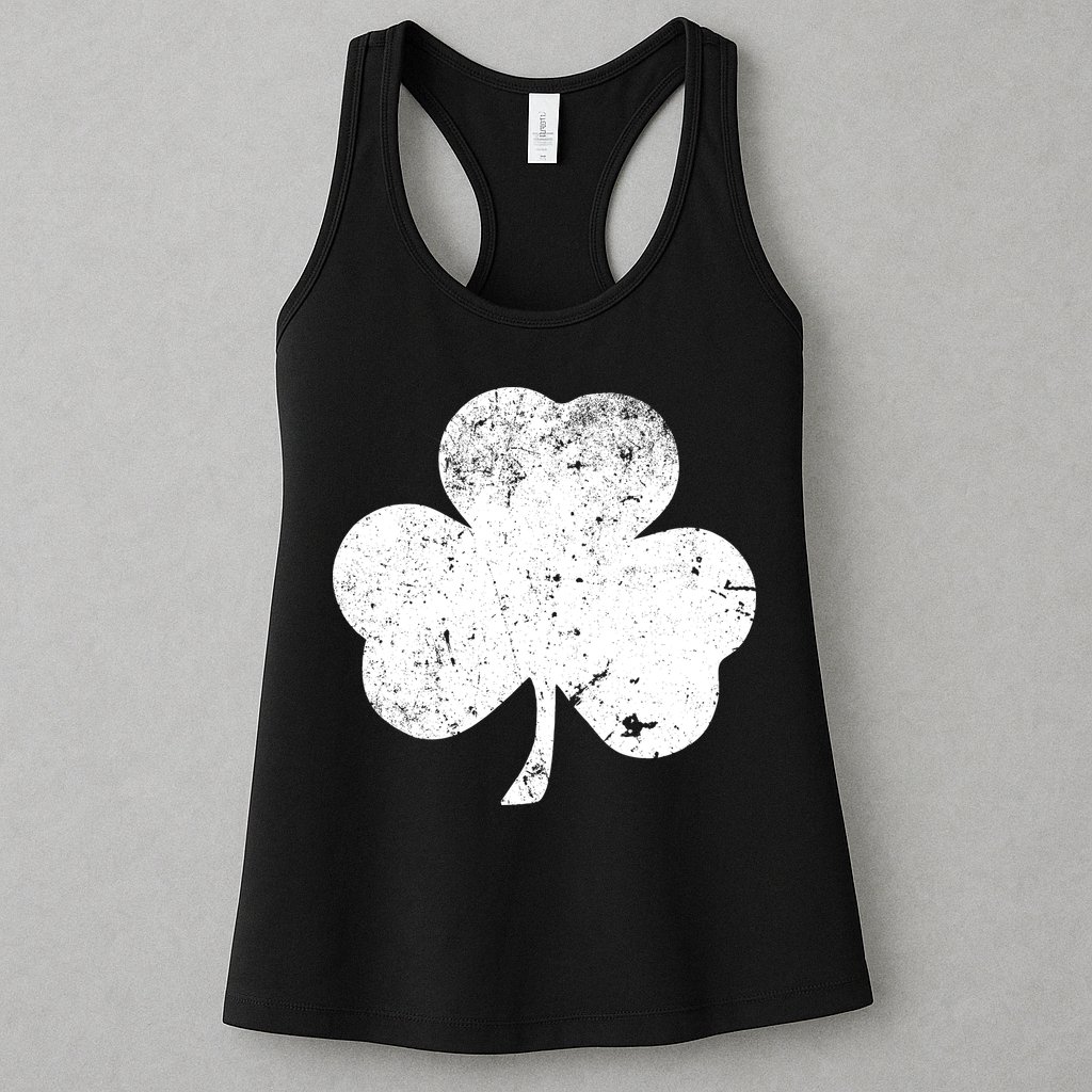 Retro Vintage Irish Distressed Shamrock St. Patrick's Day Womens Tank Top
