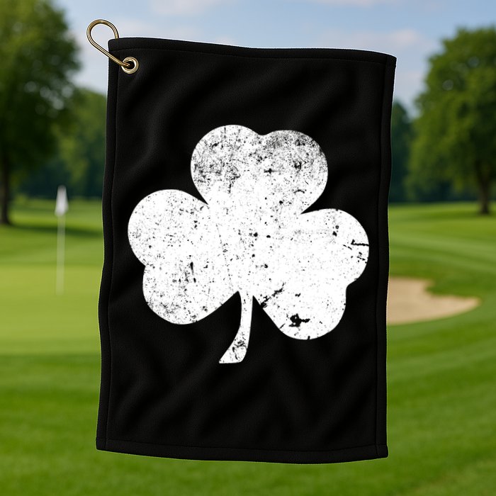 Retro Vintage Irish Distressed Shamrock St. Patrick's Day Golf Towel