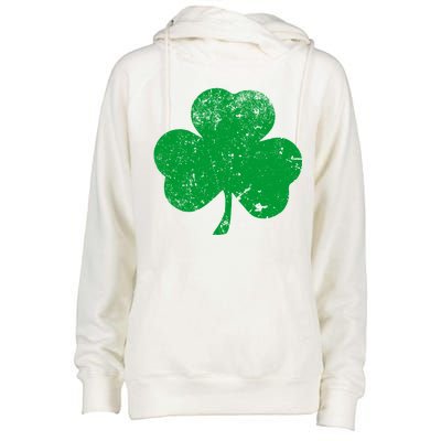 Retro Vintage Irish Distressed Shamrock St. Patrick's Day Womens Funnel Neck Pullover Hood