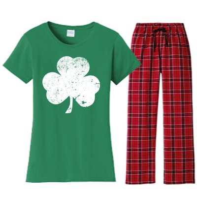 Retro Vintage Irish Distressed Shamrock St. Patrick's Day Women's Flannel Pajama Set