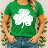 Retro Vintage Irish Distressed Shamrock St. Patrick's Day Womens T-Shirt