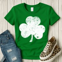 Retro Vintage Irish Distressed Shamrock St. Patrick's Day Womens T-Shirt