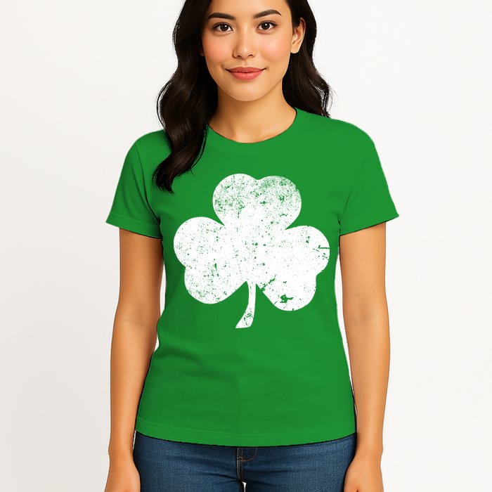 Retro Vintage Irish Distressed Shamrock St. Patrick's Day Womens T-Shirt