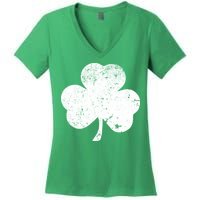 Retro Vintage Irish Distressed Shamrock St. Patrick's Day Women's V-Neck T-Shirt