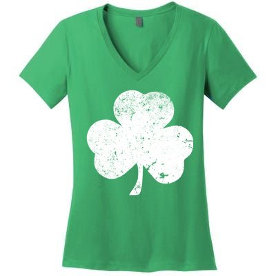 Retro Vintage Irish Distressed Shamrock St. Patrick's Day Women's V-Neck T-Shirt