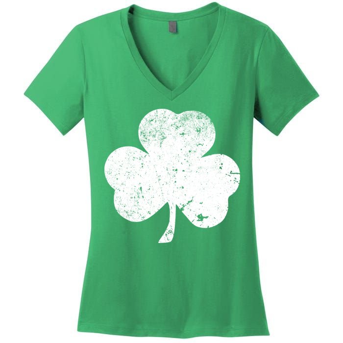 Retro Vintage Irish Distressed Shamrock St. Patrick's Day Women's V-Neck T-Shirt