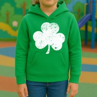 Retro Vintage Irish Distressed Shamrock St. Patrick's Day Kids Hoodie