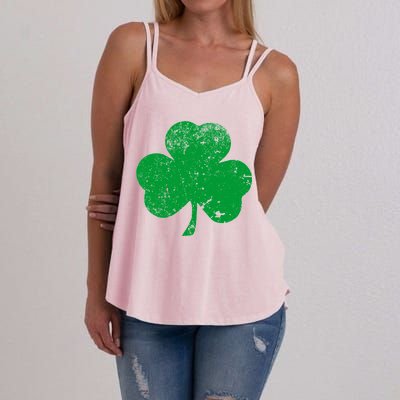 Retro Vintage Irish Distressed Shamrock St. Patrick's Day Women's Strappy Tank