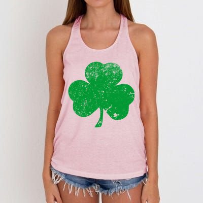 Retro Vintage Irish Distressed Shamrock St. Patrick's Day Women's Knotted Racerback Tank