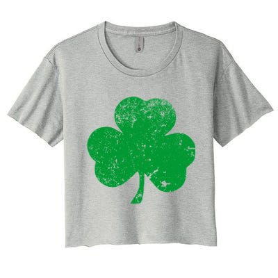 Retro Vintage Irish Distressed Shamrock St. Patrick's Day Women's Crop Top Tee