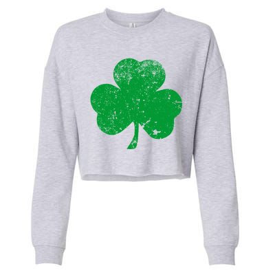 Retro Vintage Irish Distressed Shamrock St. Patrick's Day Cropped Pullover Crew