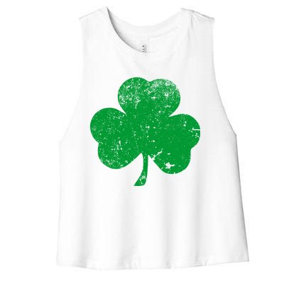 Retro Vintage Irish Distressed Shamrock St. Patrick's Day Women's Racerback Cropped Tank