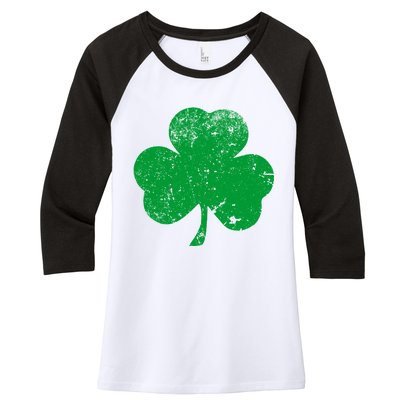 Retro Vintage Irish Distressed Shamrock St. Patrick's Day Women's Tri-Blend 3/4-Sleeve Raglan Shirt