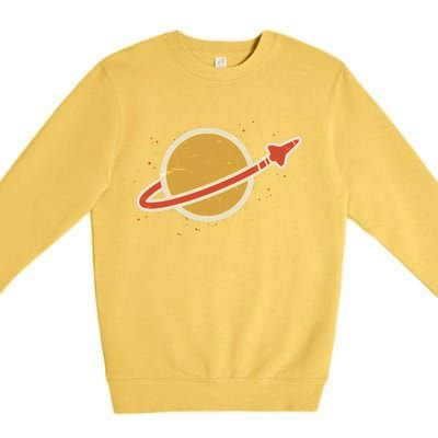 Retro Vintage Planet Space Shuttle Logo Premium Crewneck Sweatshirt