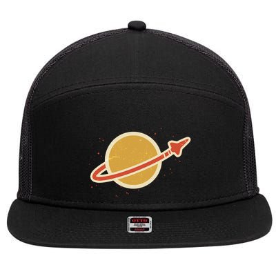 Retro Vintage Planet Space Shuttle Logo 7 Panel Mesh Trucker Snapback Hat