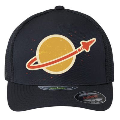 Retro Vintage Planet Space Shuttle Logo Flexfit Unipanel Trucker Cap