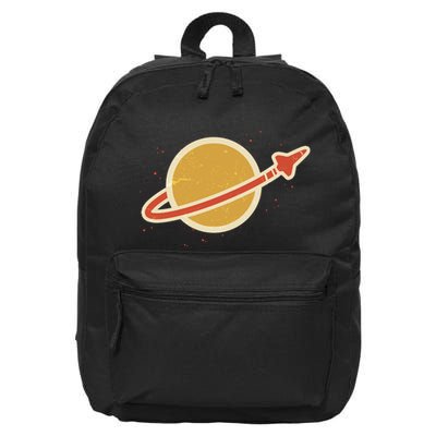Retro Vintage Planet Space Shuttle Logo 16 in Basic Backpack