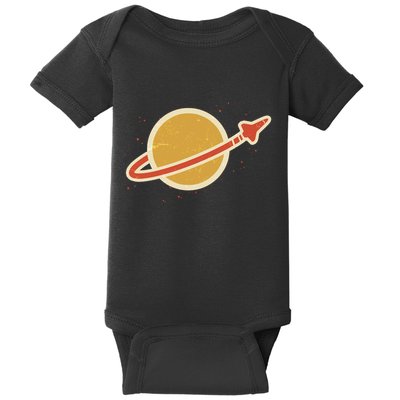 Retro Vintage Planet Space Shuttle Logo Baby Bodysuit