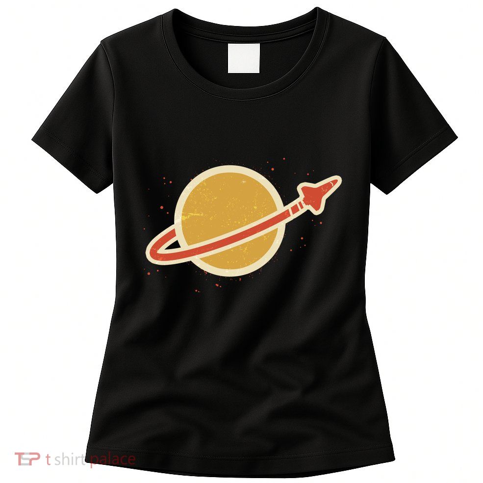 Retro Vintage Planet Space Shuttle Logo Womens T-Shirt