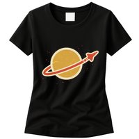 Retro Vintage Planet Space Shuttle Logo Womens T-Shirt