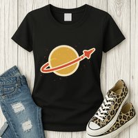 Retro Vintage Planet Space Shuttle Logo Womens T-Shirt
