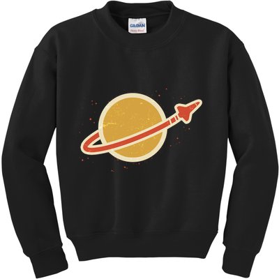 Retro Vintage Planet Space Shuttle Logo Kids Sweatshirt