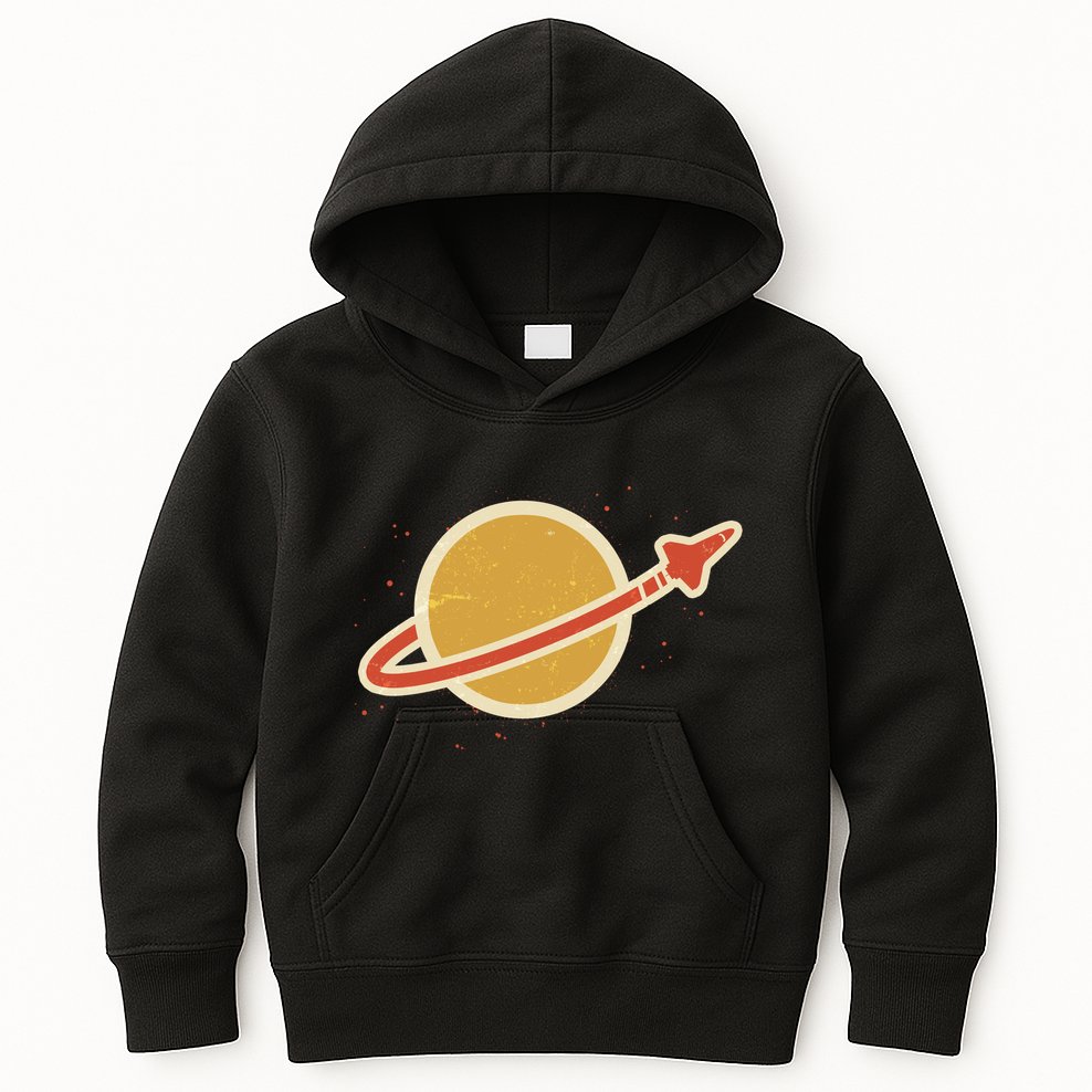 Retro Vintage Planet Space Shuttle Logo Kids Hoodie