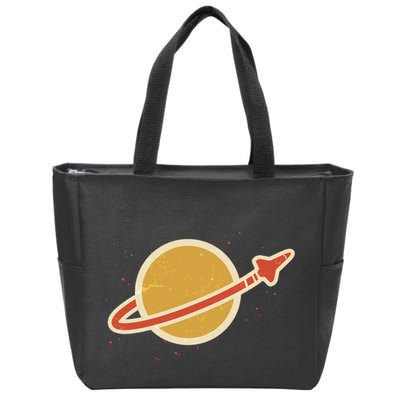Retro Vintage Planet Space Shuttle Logo Zip Tote Bag