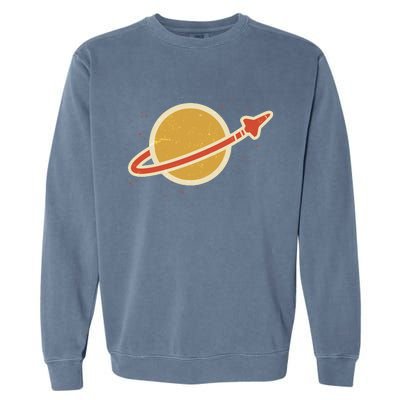 Retro Vintage Planet Space Shuttle Logo Garment-Dyed Sweatshirt