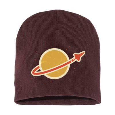 Retro Vintage Planet Space Shuttle Logo Short Acrylic Beanie