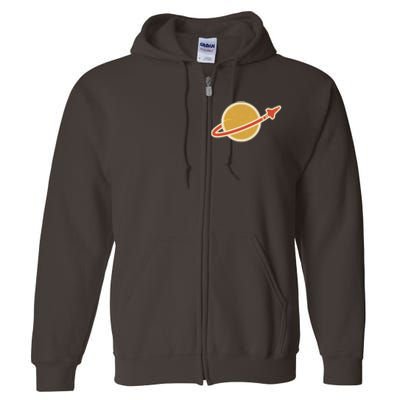 Retro Vintage Planet Space Shuttle Logo Full Zip Hoodie