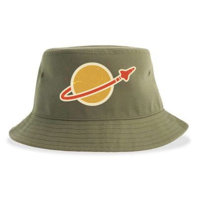 Retro Vintage Planet Space Shuttle Logo Sustainable Bucket Hat